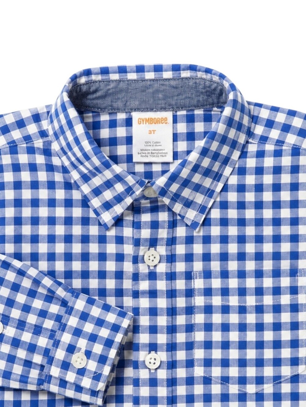 Gymboree Kids Button Down Shirt Blue White Checkered Plaid Cotton Boys Size 3T